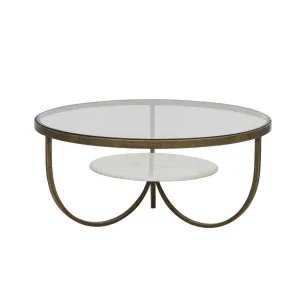 Amelie Curve Coffee Table - White Marble - Antique Brass by GlobeWest, a Coffee Table for sale on Style Sourcebook