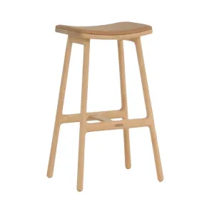 Sketch Odd Upholstered Barstool - Camel Leather - Light Oak by Sketch, a Bar Stools for sale on Style Sourcebook