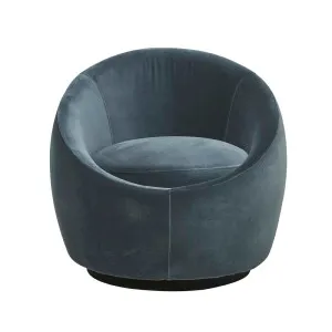 Kennedy Globe Occasional Chair - Blue Charcoal Velvet by GlobeWest, a Chairs for sale on Style Sourcebook