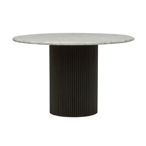 Benjamin Ripple Marble Dining Table - Matt White Marble - Matt Black by GlobeWest, a Dining Tables for sale on Style Sourcebook