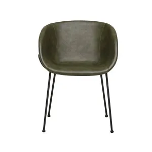 Duke Dining Armchair - Vintage Matt Green PU - Black by GlobeWest, a Chairs for sale on Style Sourcebook