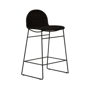 Otto Round Barstool - Black Rattan - Black Metal by GlobeWest, a Bar Stools for sale on Style Sourcebook