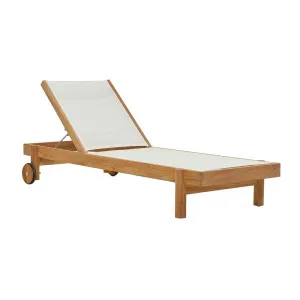 Cannes Sling Sunbed - White - Natural Teak by GlobeWest, a Outdoor Sunbeds & Daybeds for sale on Style Sourcebook