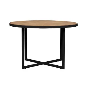 Cali Cross Dining Table - Natural Teak - Black by GlobeWest, a Tables for sale on Style Sourcebook