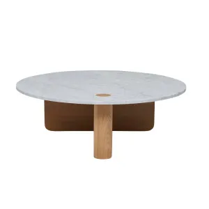 Natadora Pivot Marble Coffee Table - White Marble - Light Oak by Natadora, a Coffee Table for sale on Style Sourcebook