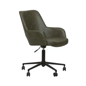 Quentin Office Chair - Vintage Matt Green PU - Black Metal by GlobeWest, a Chairs for sale on Style Sourcebook