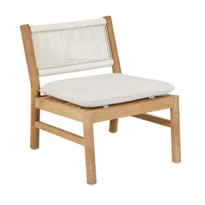 Cannes Rope Occasional Chair - Snow - Natural Teak by GlobeWest, a Outdoor Chairs for sale on Style Sourcebook