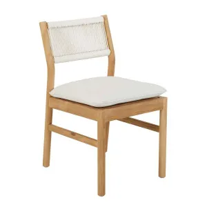 Cannes Rope Dining Chair - Snow - Natural Teak by GlobeWest, a Outdoor Chairs for sale on Style Sourcebook