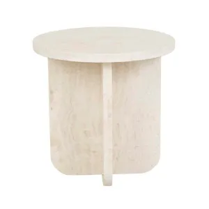 Amara Curve Side Table - Natural Travertine by GlobeWest, a Side Table for sale on Style Sourcebook