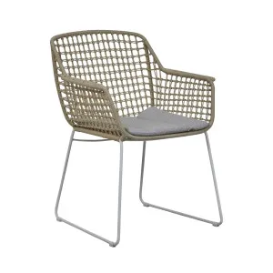 Granada Island Dining Armchair - Ecru - White by GlobeWest, a Outdoor Chairs for sale on Style Sourcebook