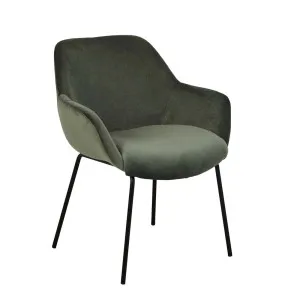 York Dining  Arm Chair - Cypress Green Velvet - Black Metal by GlobeWest, a Chairs for sale on Style Sourcebook