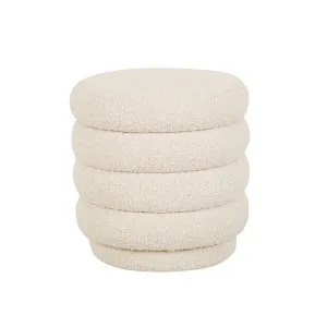 Kennedy Ribbed Round Ottoman - Beige Boucle by GlobeWest, a Ottomans for sale on Style Sourcebook