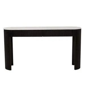 Benjamin Ripple Grand Marble Console - Matt White Marble - Matt Black Oak by GlobeWest, a Console Table for sale on Style Sourcebook