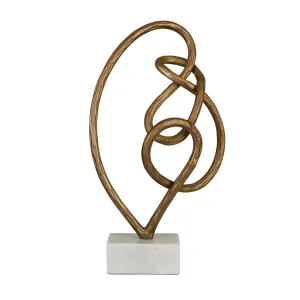 Harira Scribble Sculpture - Antique Brass - Matt White Marble by GlobeWest, a Statues & Ornaments for sale on Style Sourcebook