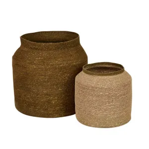 Lark Jar Set of 2 Baskets - Khaki - Natural by GlobeWest, a Baskets & Boxes for sale on Style Sourcebook