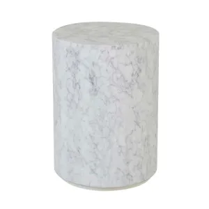 Elle Block Round Side Table - Matt White Marble by GlobeWest, a Side Table for sale on Style Sourcebook