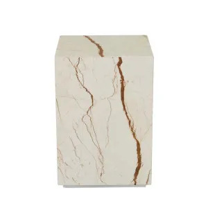 Elle Block Square Side Table - Brown Vein Marble by GlobeWest, a Side Table for sale on Style Sourcebook