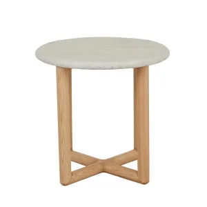 Camille Marble Side Table - Matt White Marble - Natural Ash by GlobeWest, a Side Table for sale on Style Sourcebook