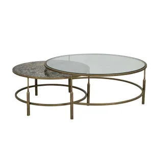 Verona Charm Nest of 2 Coffee Tables - Golden Portoro - Antique Brass by GlobeWest, a Coffee Table for sale on Style Sourcebook