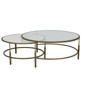 Verona Charm Nest of 2 Coffee Tables - White Marble - Antique Brass by GlobeWest, a Coffee Table for sale on Style Sourcebook