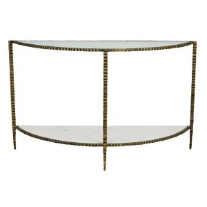 Celeste Crimp Console - White Marble - Antique Brass by GlobeWest, a Console Table for sale on Style Sourcebook