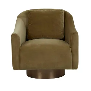 Kennedy Curve Occasional Chair - Soft Moss Velvet - Antique Brass by GlobeWest, a Chairs for sale on Style Sourcebook