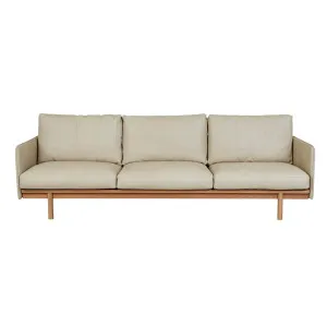 Tolv Pensive 3 Seater Sofa - Limestone Leather - Light Oak by Tolv, a Sofas for sale on Style Sourcebook