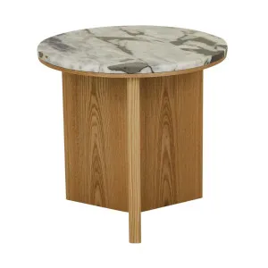 Elsie Side Table - Matt Ocean Marble - Natural Ash by GlobeWest, a Side Table for sale on Style Sourcebook