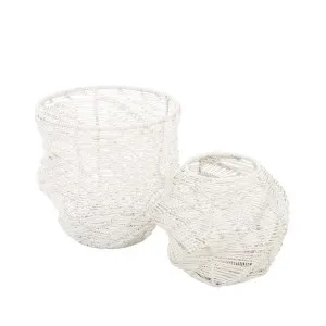 Lark Twisted Set 2 Baskets - White by GlobeWest, a Baskets & Boxes for sale on Style Sourcebook