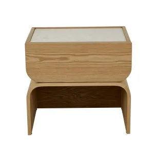 Artie Arc Marble Bedside - Matt White Marble - Natural Ash by GlobeWest, a Bedside Tables for sale on Style Sourcebook