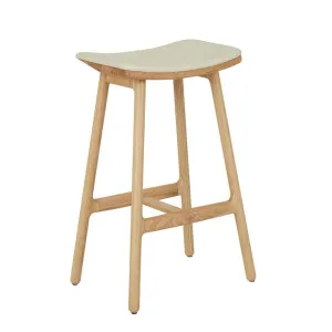 Sketch Odd Upholstered Barstool - Limestone Leather - Light Oak by Sketch, a Bar Stools for sale on Style Sourcebook