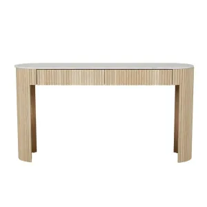 Benjamin Ripple Grand Marble Console - Matt White Marble - Natural Ash by GlobeWest, a Console Table for sale on Style Sourcebook