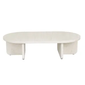 Amara Curve Oval Coffee Table - Natural Travertine by GlobeWest, a Coffee Table for sale on Style Sourcebook