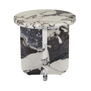 Amara Curve Side Table - Matt Ocean Marble by GlobeWest, a Side Table for sale on Style Sourcebook