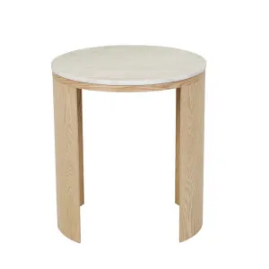 Oberon Crescent Marble Side Table - Matt White Marble - Natural Ash by GlobeWest, a Side Table for sale on Style Sourcebook