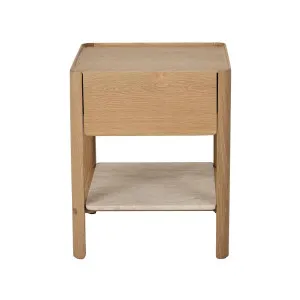 Sketch Tye Marble Bedside - Light Oak - Natural Travertine by Sketch, a Bedside Tables for sale on Style Sourcebook