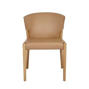 Sketch Ronda Upholstered Dining Chair - Pecan Leather - Light Oak by Sketch, a Chairs for sale on Style Sourcebook