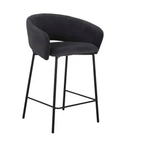 Asher Barstool - Onyx Velvet - Black Metal by GlobeWest, a Bar Stools for sale on Style Sourcebook