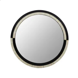 Taj Ribbon Round Mirror - Black Resin - White Bone by GlobeWest, a Mirrors for sale on Style Sourcebook