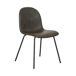 Smith Straight Leg Dining Chair - Vintage Grey PU - Black Metal by GlobeWest, a Chairs for sale on Style Sourcebook