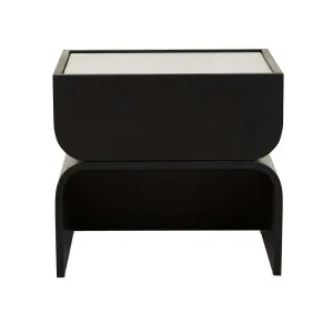 Artie Arc Marble Bedside - Matt White Marble - Black Oak by GlobeWest, a Bedside Tables for sale on Style Sourcebook