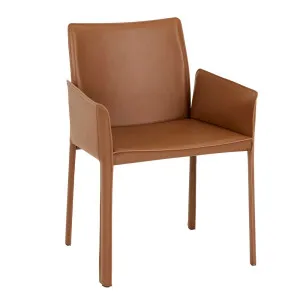 Lachlan Dining Armchair - Tan Recycled Leather by GlobeWest, a Chairs for sale on Style Sourcebook