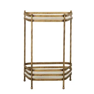 Amelie Bar Stand - White Marble - Antique Brass by GlobeWest, a Sideboards, Buffets & Trolleys for sale on Style Sourcebook