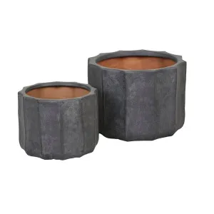 Hanson Flute Planter Set of 2 - Black Sand by GlobeWest, a Plant Holders for sale on Style Sourcebook