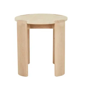 Willa Marble Side Table - Natural Travertine - Light Oak by GlobeWest, a Side Table for sale on Style Sourcebook