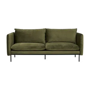 Vittoria Curve 3 Seater Sofa - Army Green Velvet - Black by GlobeWest, a Sofas for sale on Style Sourcebook