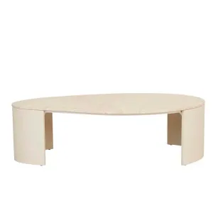 Oberon Curve Marble Coffee Table - Natural Travertine - Shell by GlobeWest, a Coffee Table for sale on Style Sourcebook