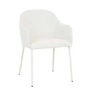 Riley Dining Armchair - Birch Boucle - Bone Powdercoated Metal by GlobeWest, a Chairs for sale on Style Sourcebook