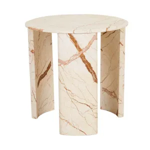 Henry Marble Side Table - Brown Vein - Natural Brown Vein Marble by GlobeWest, a Bedside Tables for sale on Style Sourcebook