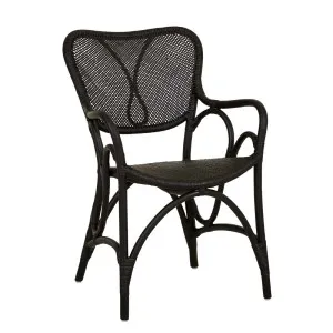 Luella Dining Armchair - Black Rattan by GlobeWest, a Chairs for sale on Style Sourcebook